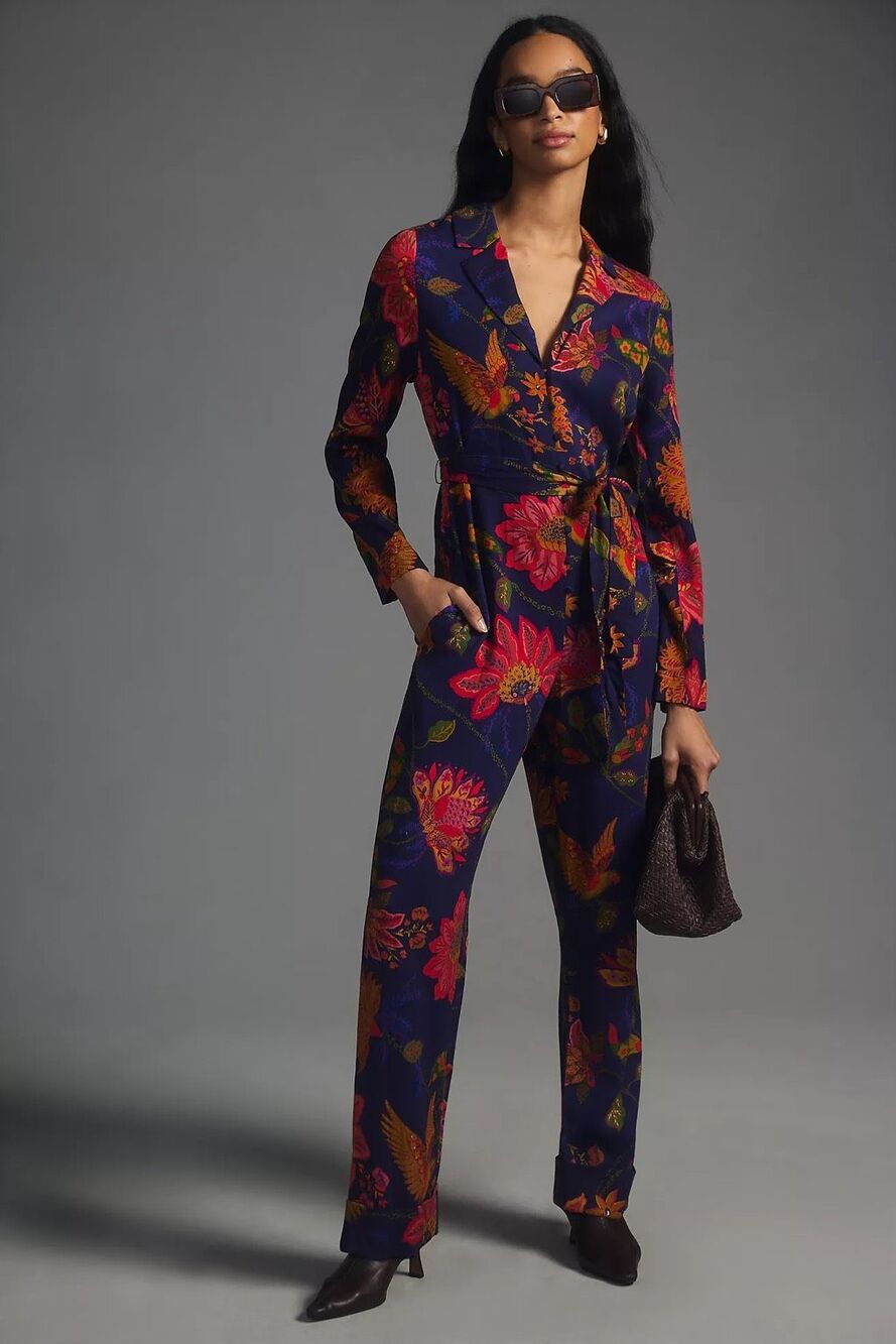 New Anthropologie Farm Rio Tie-Waist Jumpsuit Size M